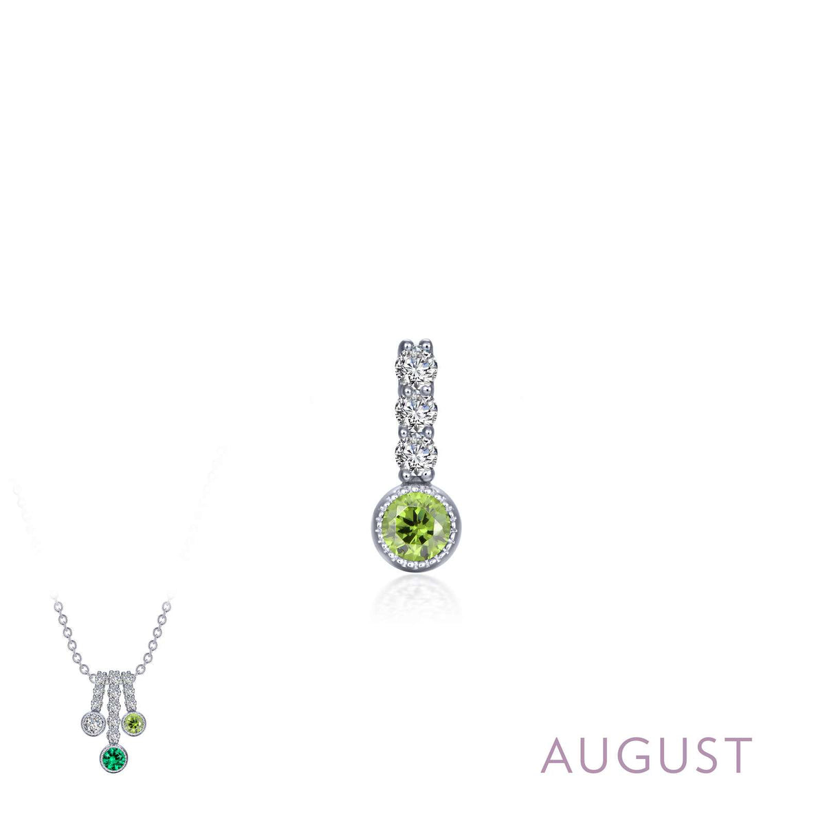 Lafonn August Birthstone Simulated Diamond &amp; Peridot Small Love Pendant BP002PDP