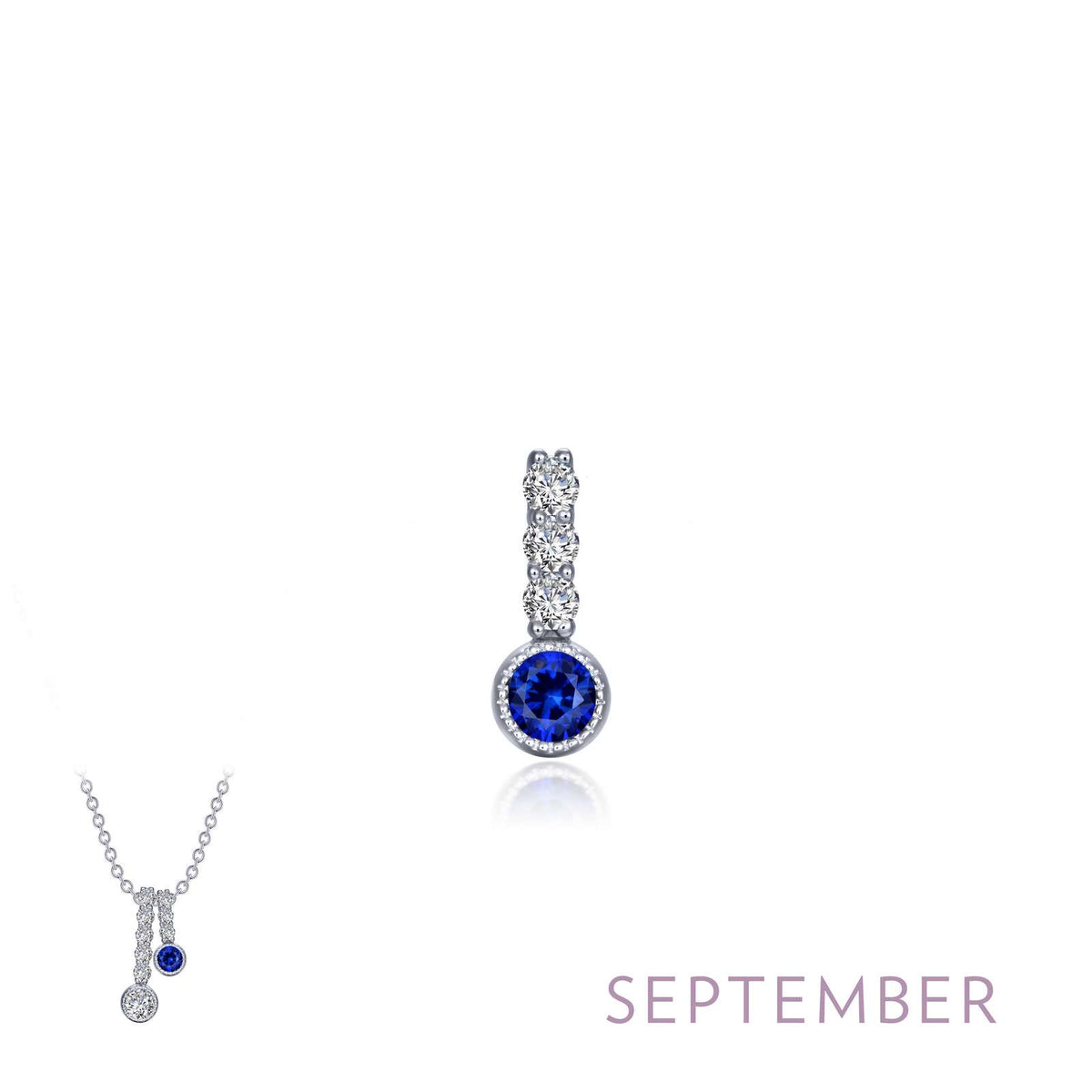 Lafonn September Birthstone Simulated Diamond &amp; Sapphire Small Love Pendant BP002SAP
