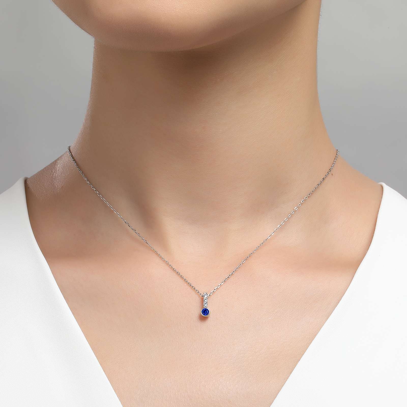 Lafonn September Birthstone Simulated Diamond & Sapphire Small Love Pendant BP002SAP