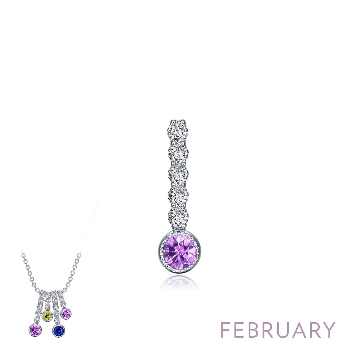 Lafonn February Birthstone Simulated Diamond &amp; Amethyst Large Love Pendant BP003AMP