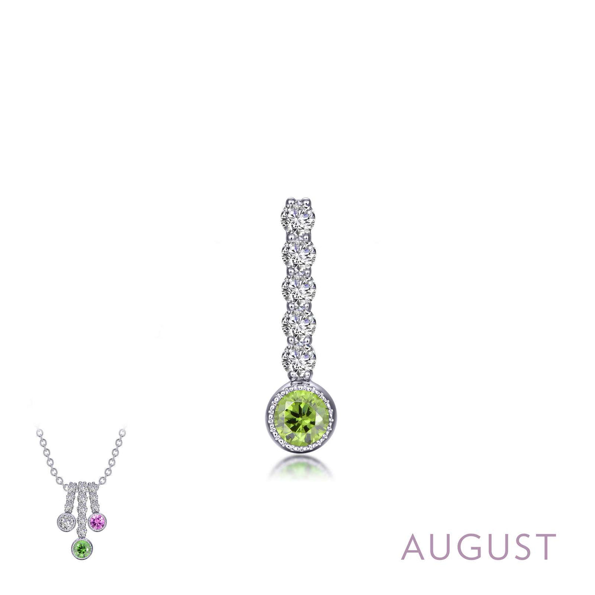 Lafonn August Birthstone Simulated Diamond &amp; Peridot Large Love Pendant BP003PDP