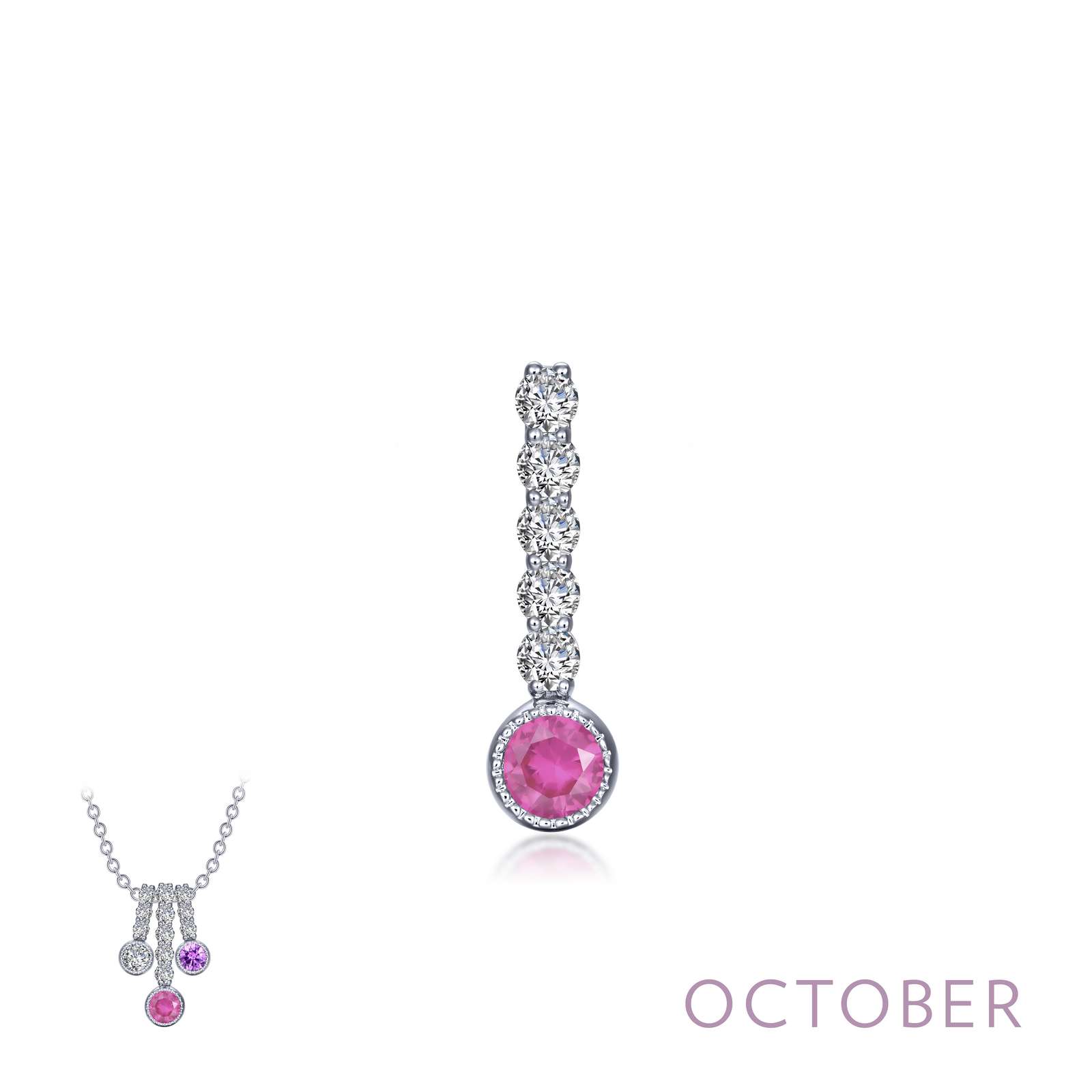 Lafonn October Birthstone Simulated Diamond & Tourmaline Large Love Pendant BP003TMP