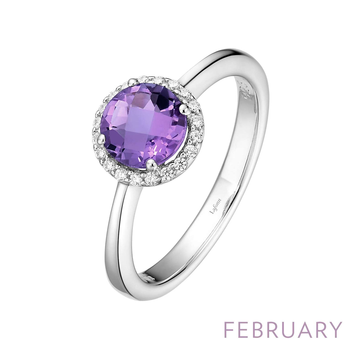 Lafonn Simulated Diamond &amp; Genuine Amethyst Birthstone Ring - February BR001AMP