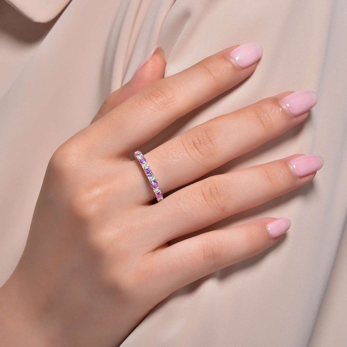 Lafonn Simulated Diamond &amp; Alexandrite June Birthstone Stackable Ring BR004AXP