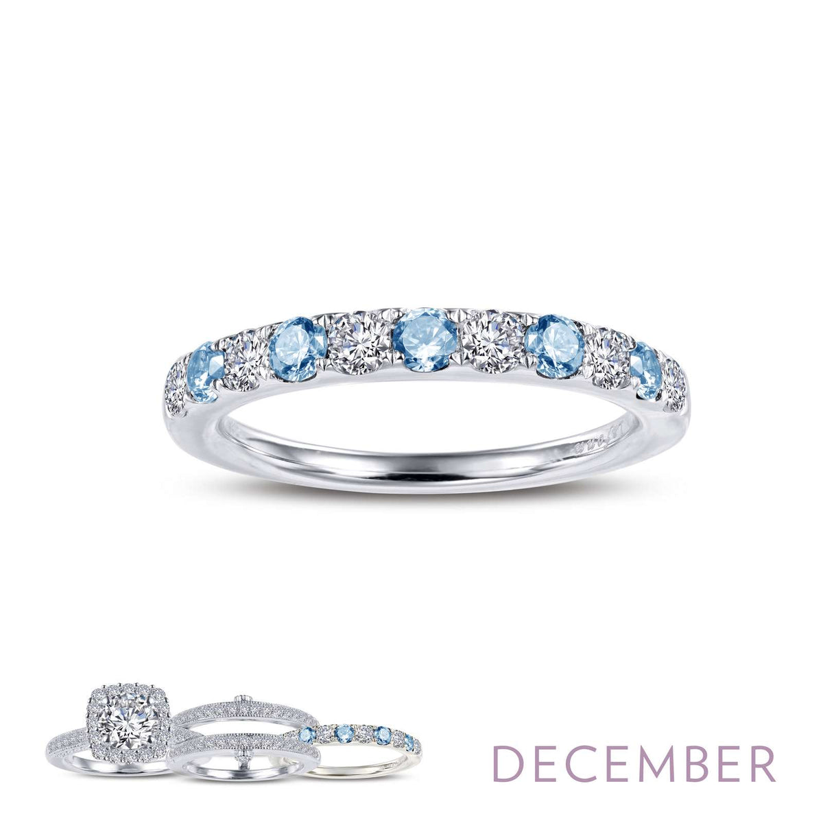 Lafonn Simulated Diamond &amp; Blue Topaz December Birthstone Stackable Ring BR004BTP