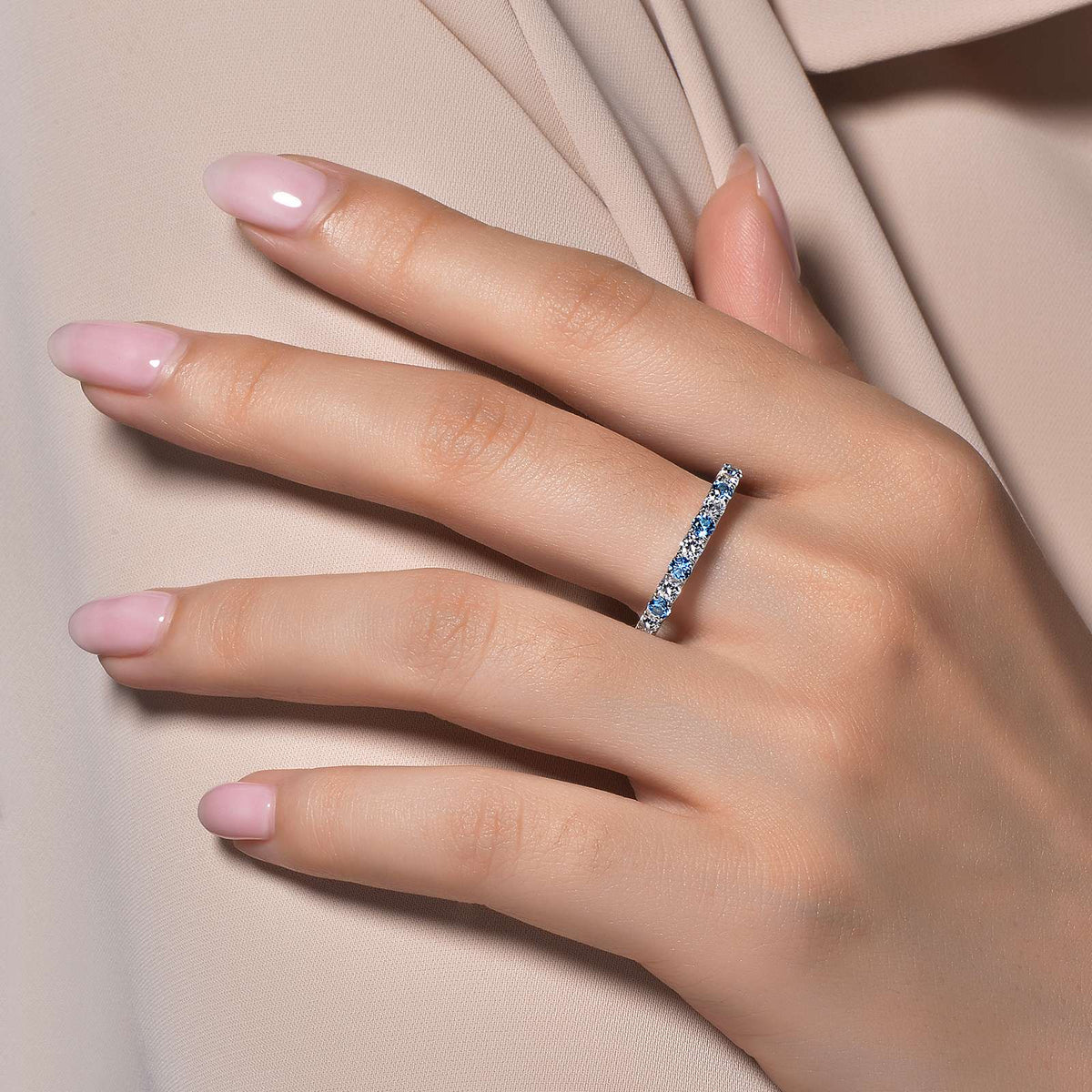 Lafonn Simulated Diamond &amp; Blue Topaz December Birthstone Stackable Ring BR004BTP