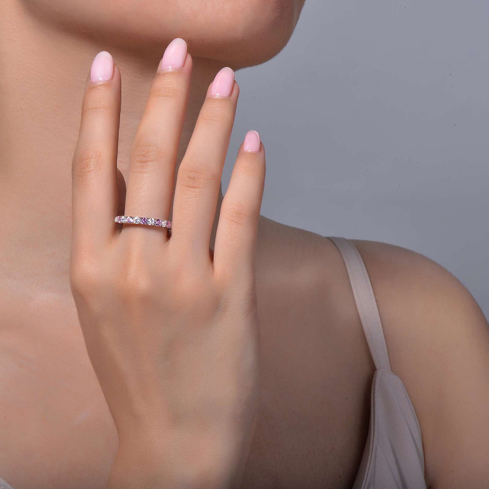Lafonn Simulated Diamond & Pink Tourmaline Birthstone Stackable Ring BR004TMP