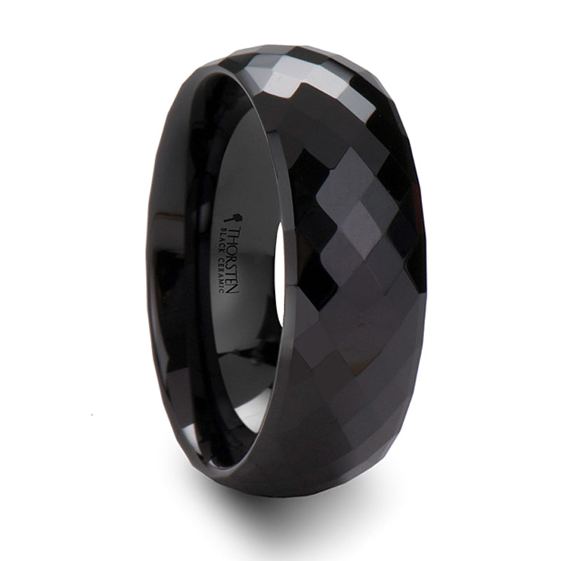 Thorsten Draco Black Ceramic Ring w/ 288 Diamond Facetes(4-8mm) C676-MDF