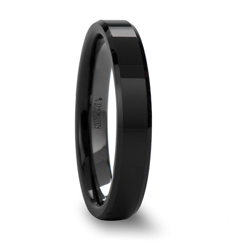 Thorsten Citar Beveled Black Ceramic Ring w/ Polished Finish (4-10mm) C681-BPBE