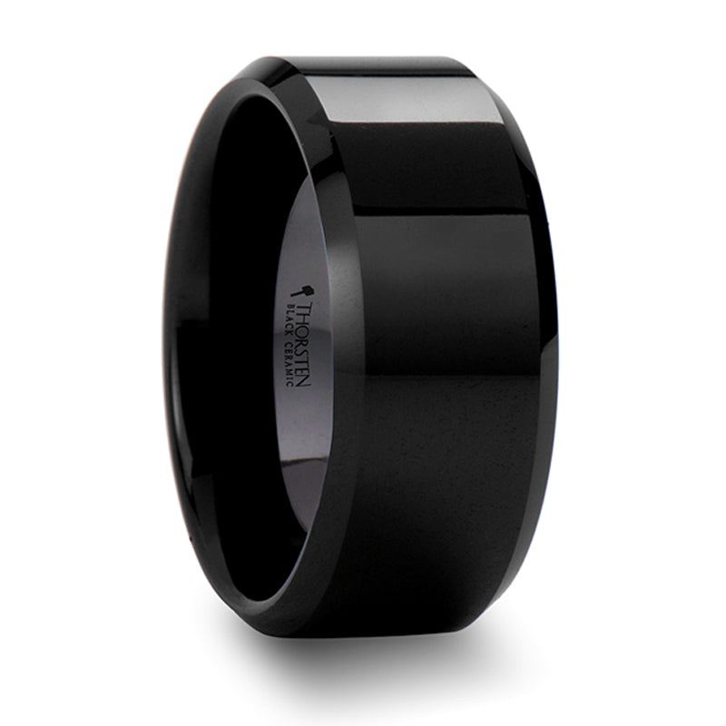 Thorsten Citar Beveled Black Ceramic Ring w/ Polished Finish (4-10mm) C681-BPBE