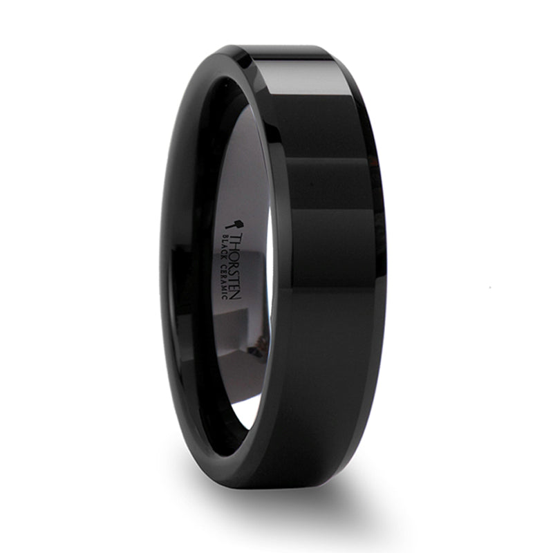 Thorsten Citar Beveled Black Ceramic Ring w/ Polished Finish (4-10mm) C681-BPBE