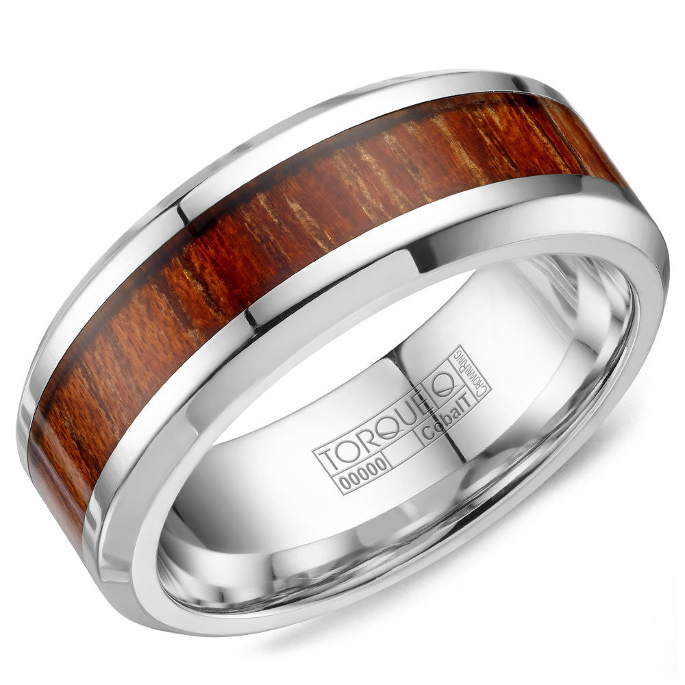 Torque Cobalt Collection 8MM Wedding Band with Wood Center CB-0002