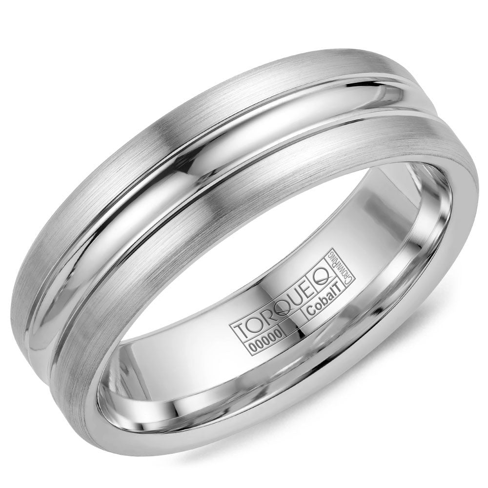 Torque Cobalt Collection 7MM Wedding Band with Brushed Edges CB-023C7W