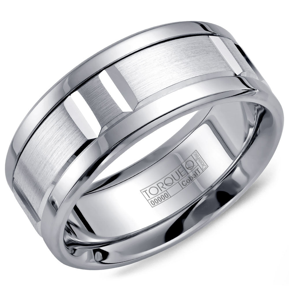 Torque Cobalt Collection 9MM Wedding Band with Line Detailing CB-1111
