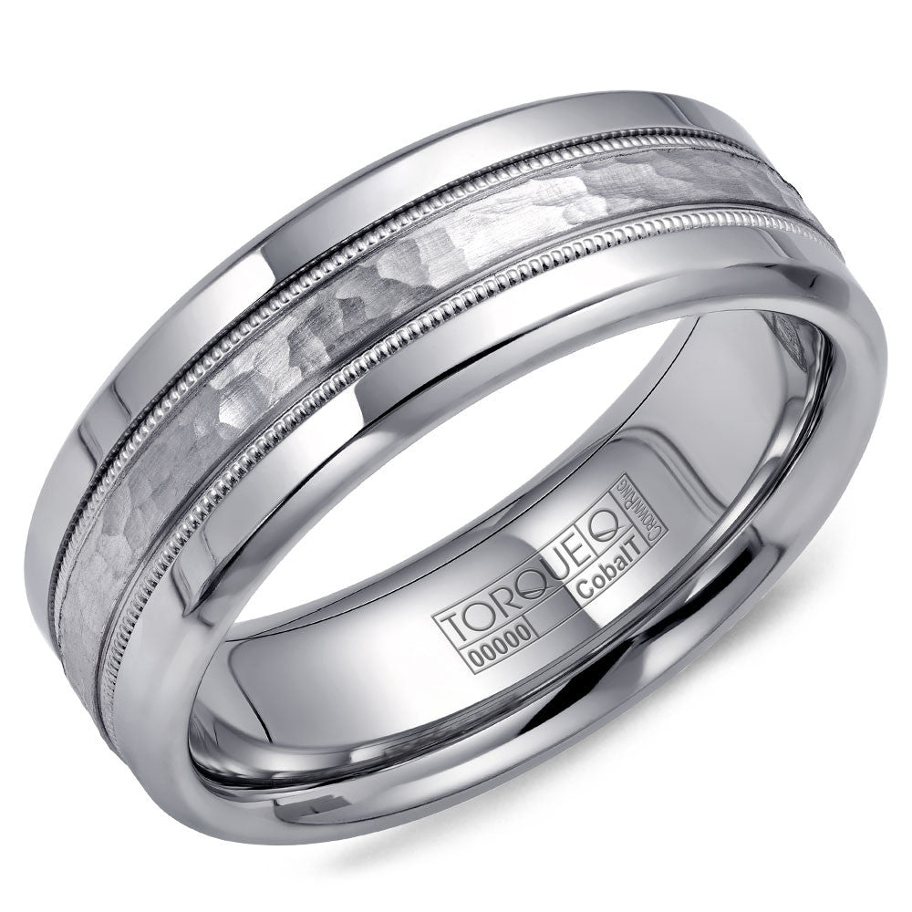 Torque Cobalt Collection 7MM Wedding Band with Hammered Center CB-1112