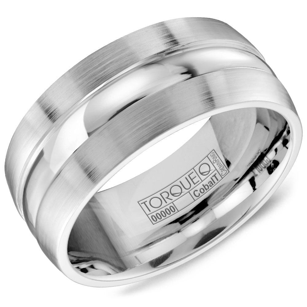 Torque Cobalt Collection 9MM Wedding Band with Carved Center CB-2101