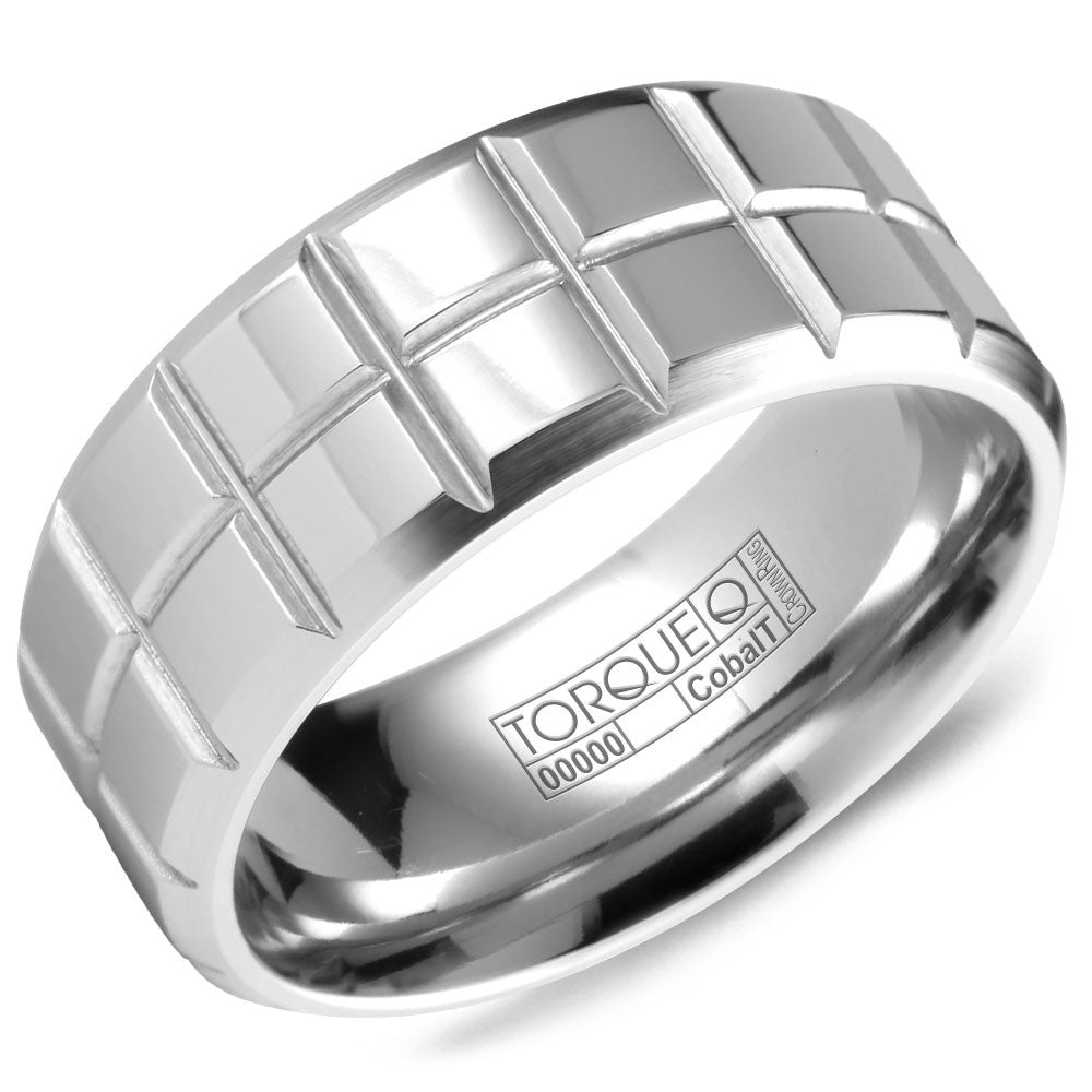 Torque Cobalt Collection 9MM Wedding Band with Architectural Detailing CB-2111