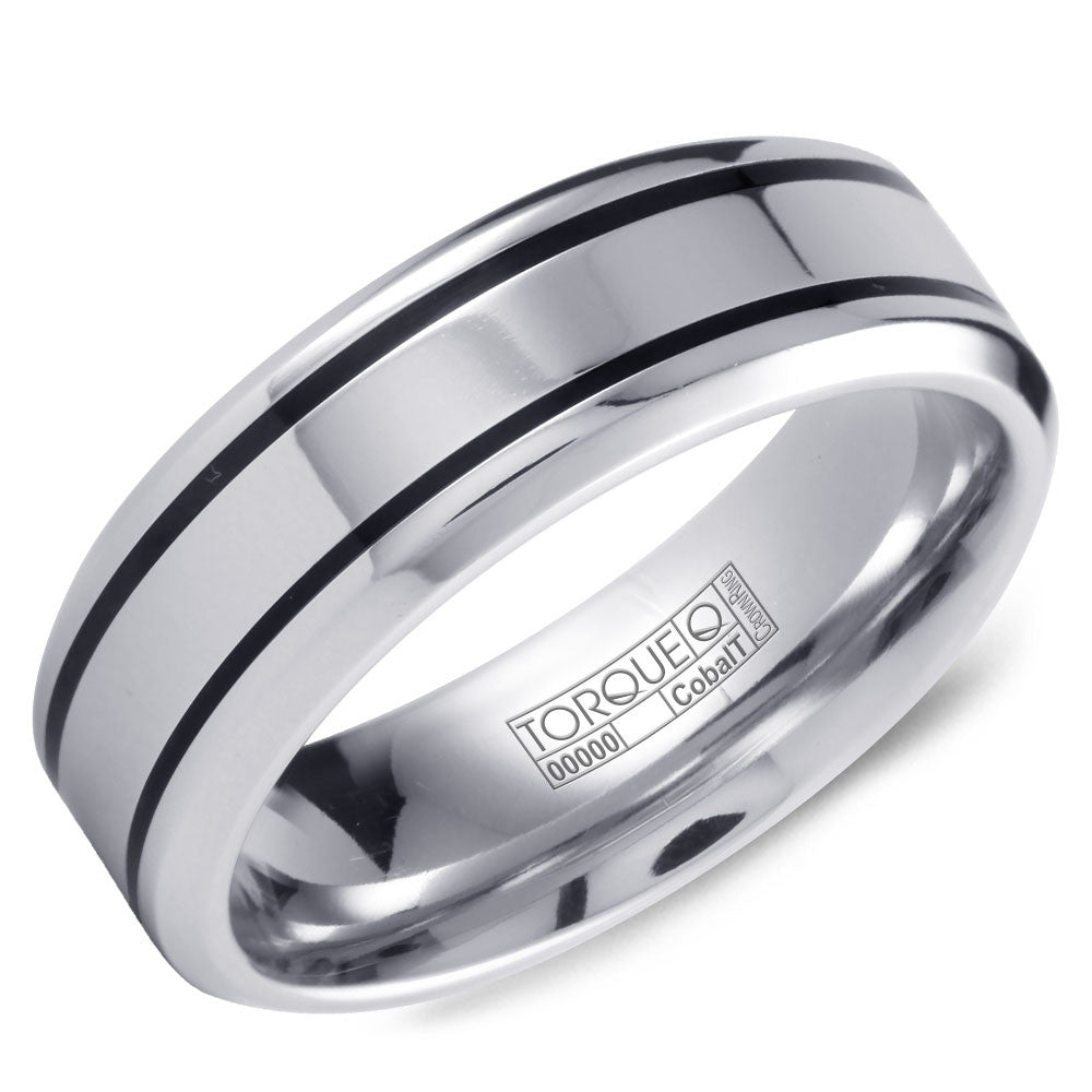 Torque Cobalt Collection 7MM Wedding Band with Black Cobalt Lines CB-2124