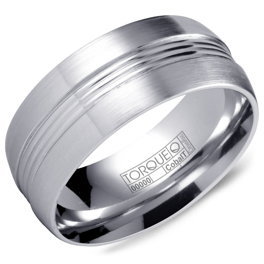 Torque Cobalt Collection 9MM Wedding Band with Carved Center CB-2130