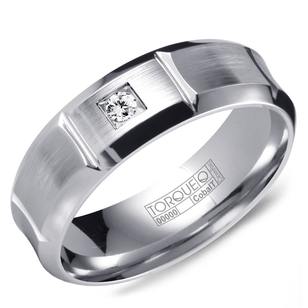 Torque Cobalt Collection 7MM Wedding Band with 1 Diamond CB-2150