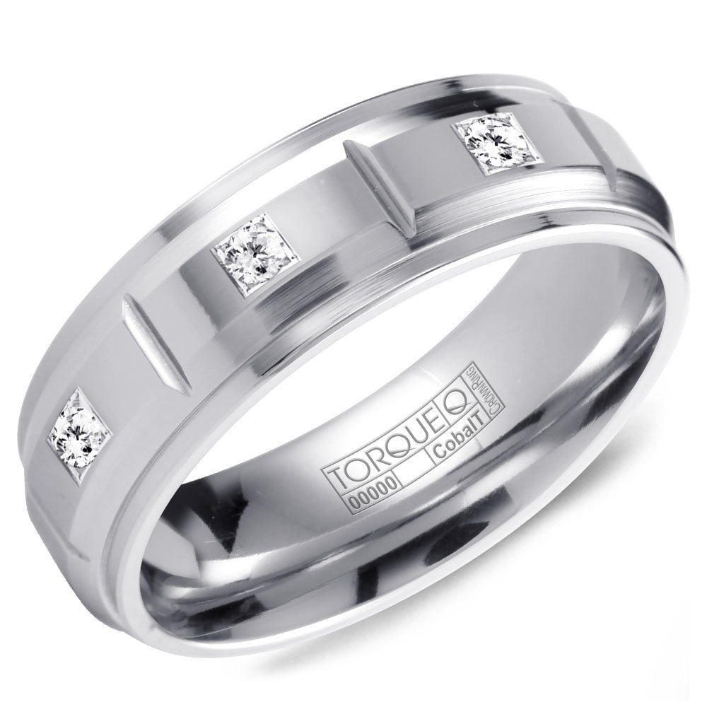 Torque Cobalt Collection 7MM Wedding Band with 3 Diamonds CB-2151