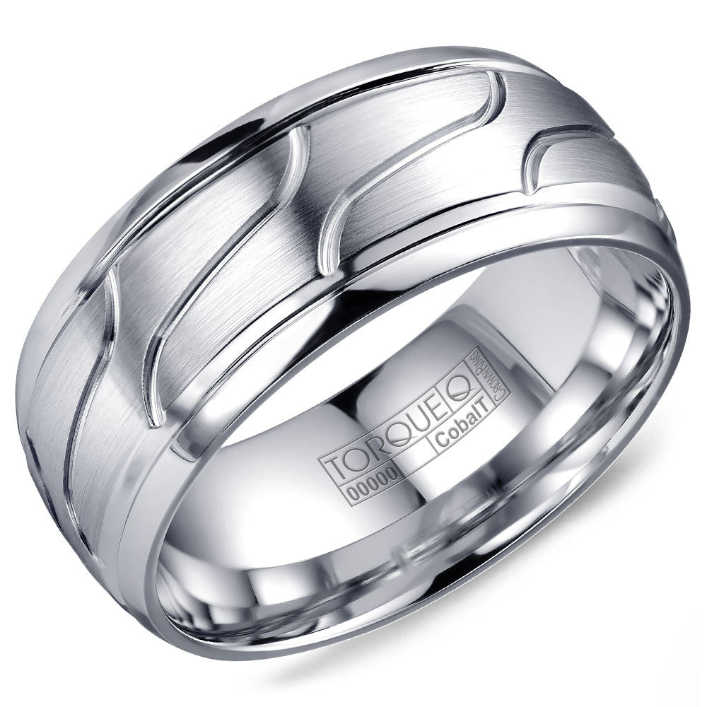Torque Cobalt Collection 9MM Wedding Band with Wavy Line Detailing CB-2190