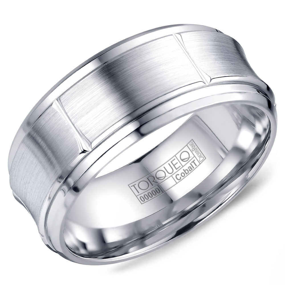 Torque Cobalt Collection 9MM Wedding Band with Brushed Center &amp; Line Detailing CB-2191
