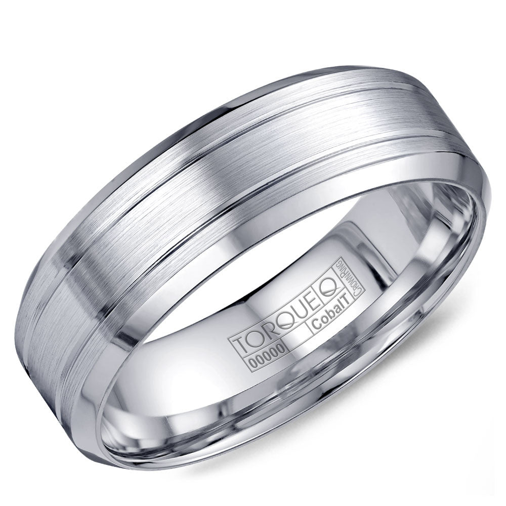 Torque Cobalt Collection 7MM Wedding Band with Textured Finish &amp; Beveled Edges CB-2199