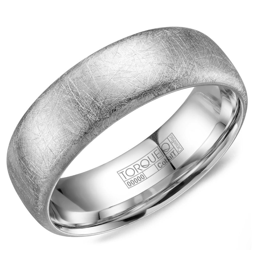 Torque Cobalt Collection 7MM Wedding Band with Diamond Brushed Finish CB-7001