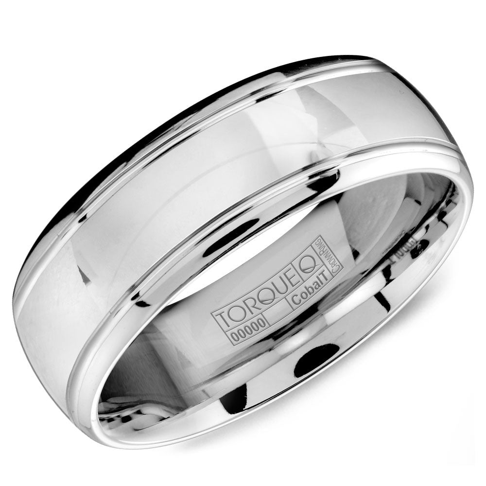 Torque Cobalt Collection 7MM Wedding Band with High Gloss Polish &amp; Line Detailing CB-7102