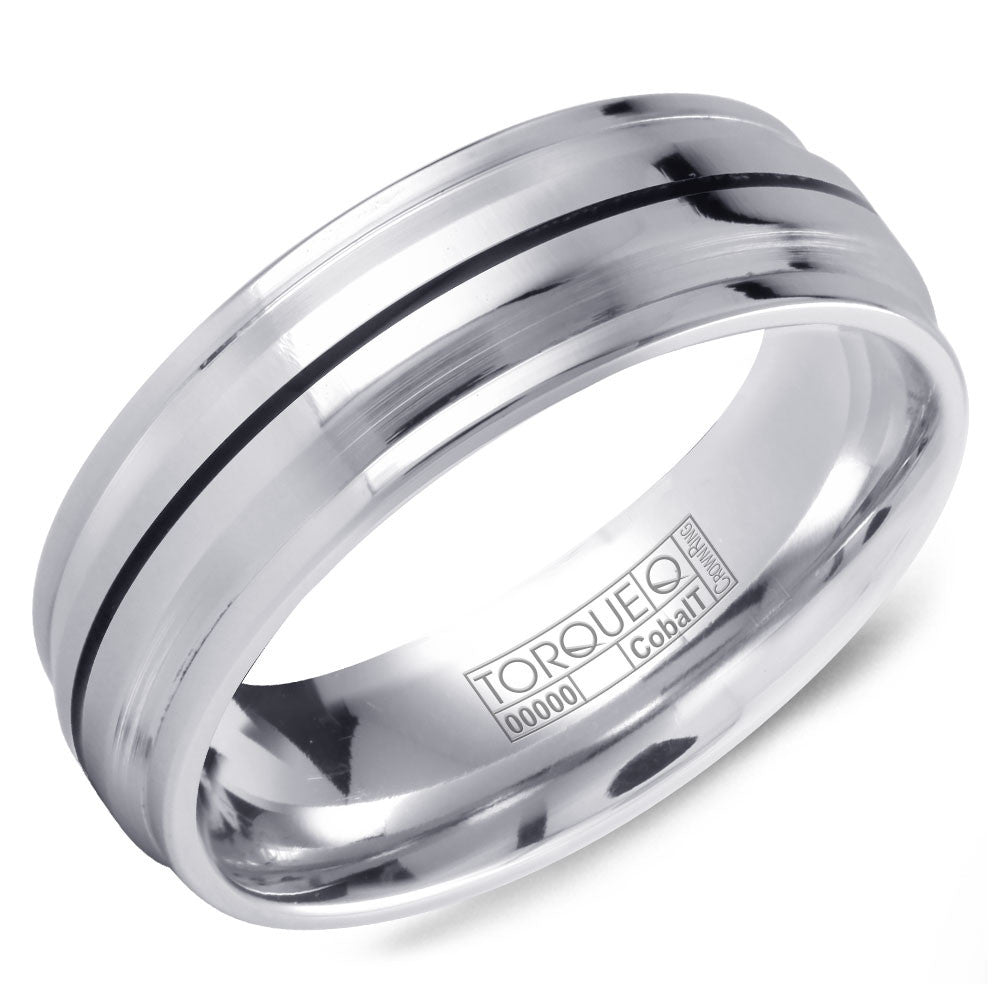 Torque Cobalt Collection 7MM Wedding Band with Black Cobalt Line CB-7125