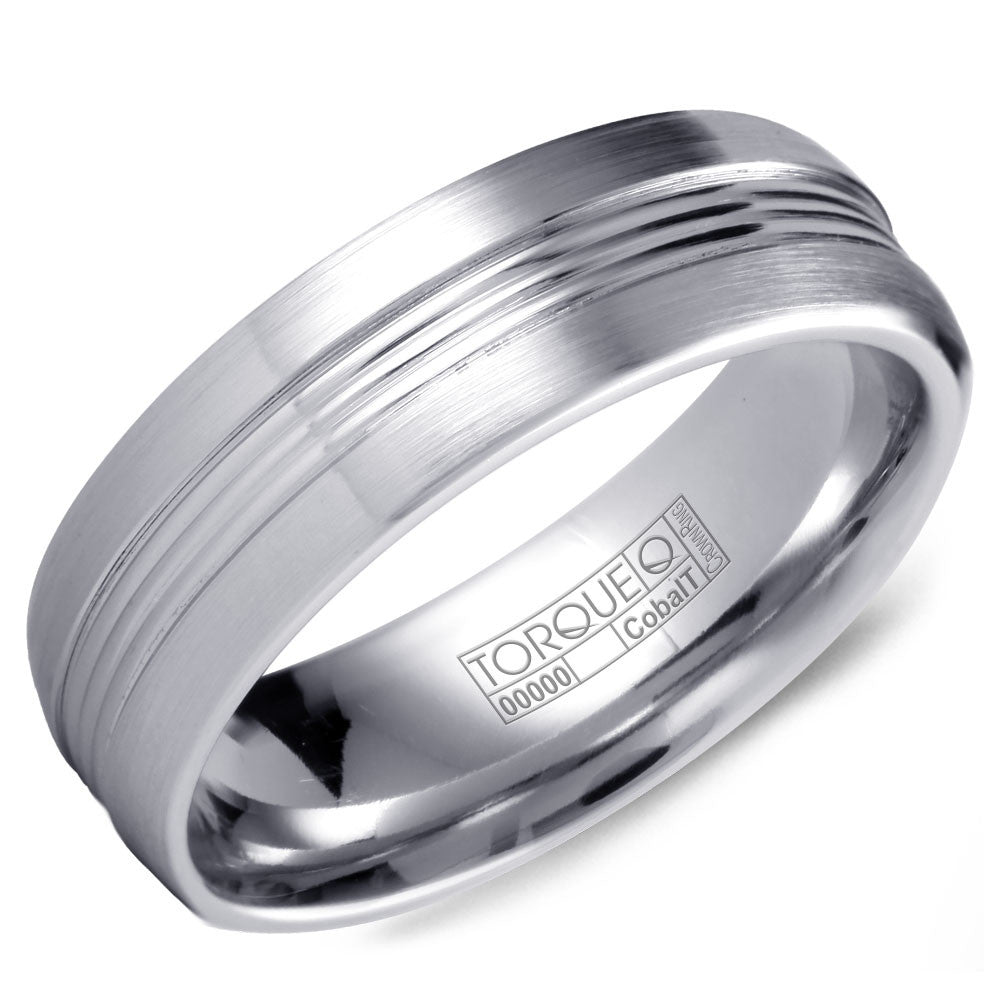 Torque Cobalt Collection 7MM Wedding Band with Line Detailing CB-7130