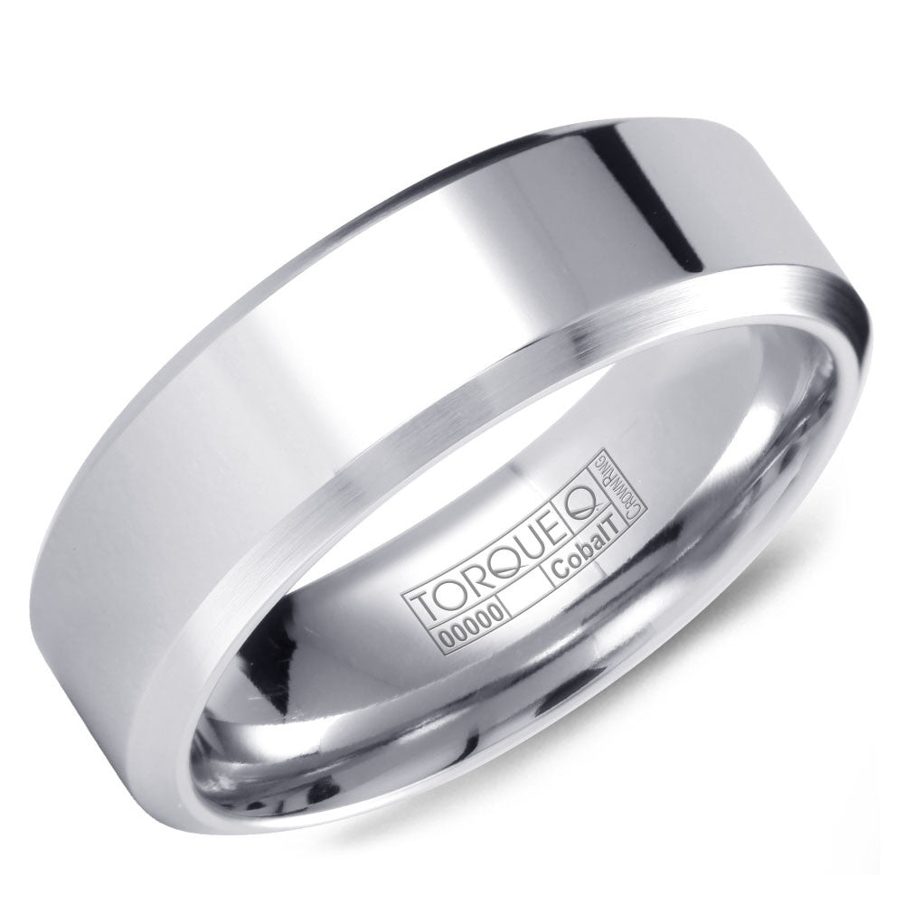 Torque Cobalt Collection 7MM Wedding Band with Brushed Beveled Edges CB-7133