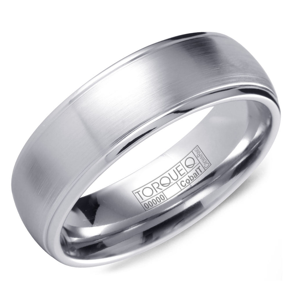 Torque Cobalt Collection 7MM Wedding Band with Brushed Center &amp; Line Detailing CB-7137