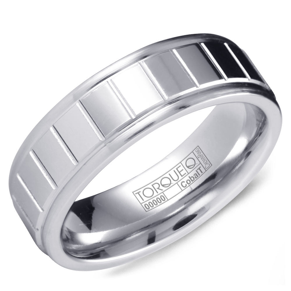 Torque Cobalt Collection 7MM Wedding Band with Line Detailing CB-7139