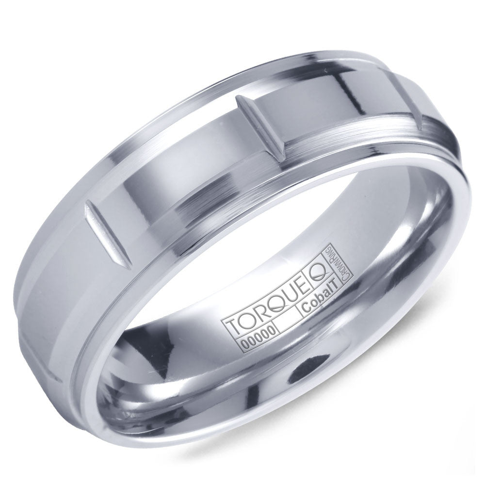 Torque Cobalt Collection 7MM Wedding Band with Polished Center &amp; Brushed Edges CB-7401