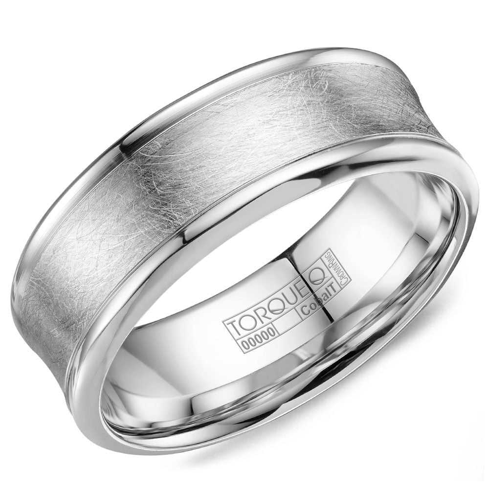 Torque Cobalt Collection 8MM Wedding Band with Brushed Inlay CB-8004