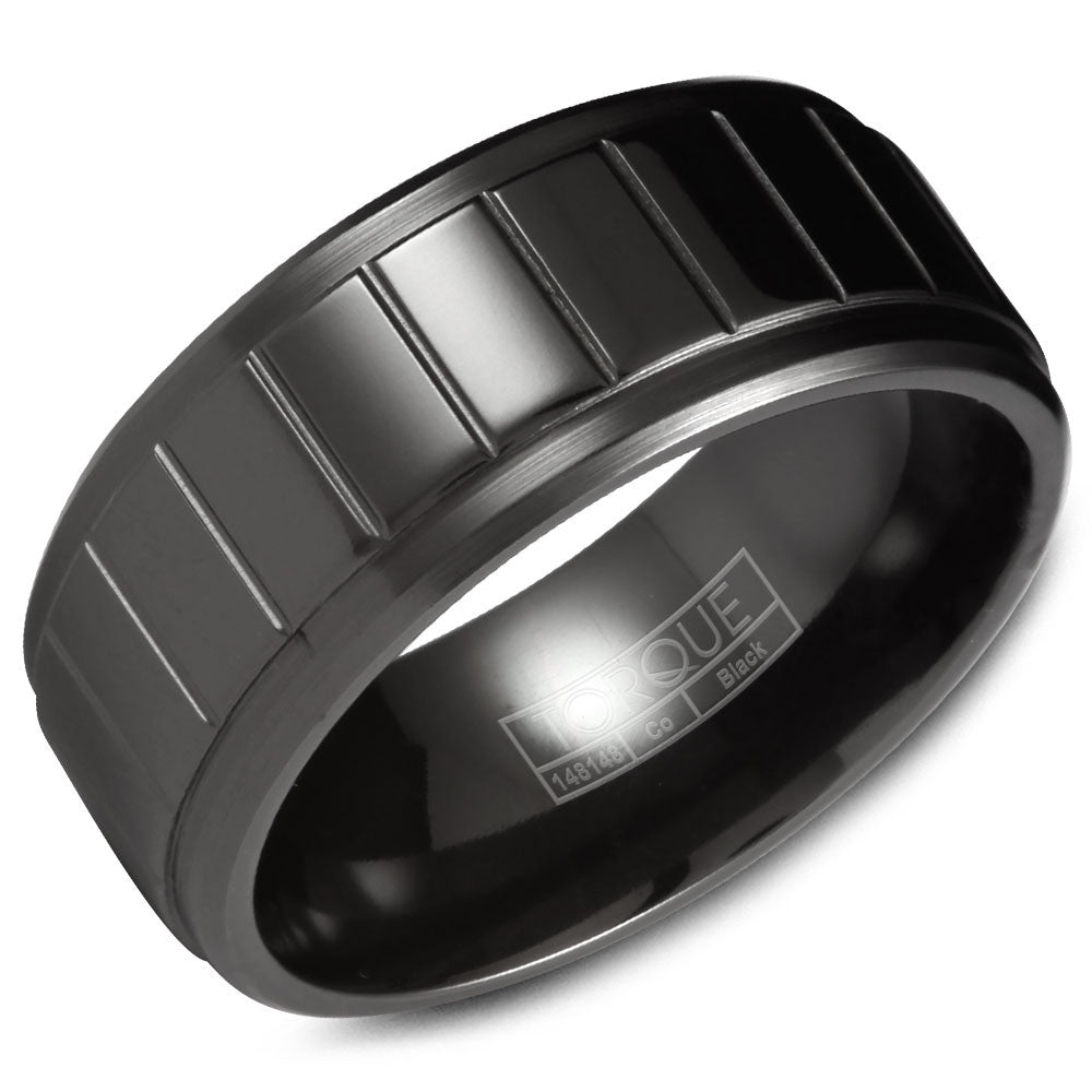 Torque Black Cobalt Collection 9MM Wedding Band with Line Detailing CBB-2025