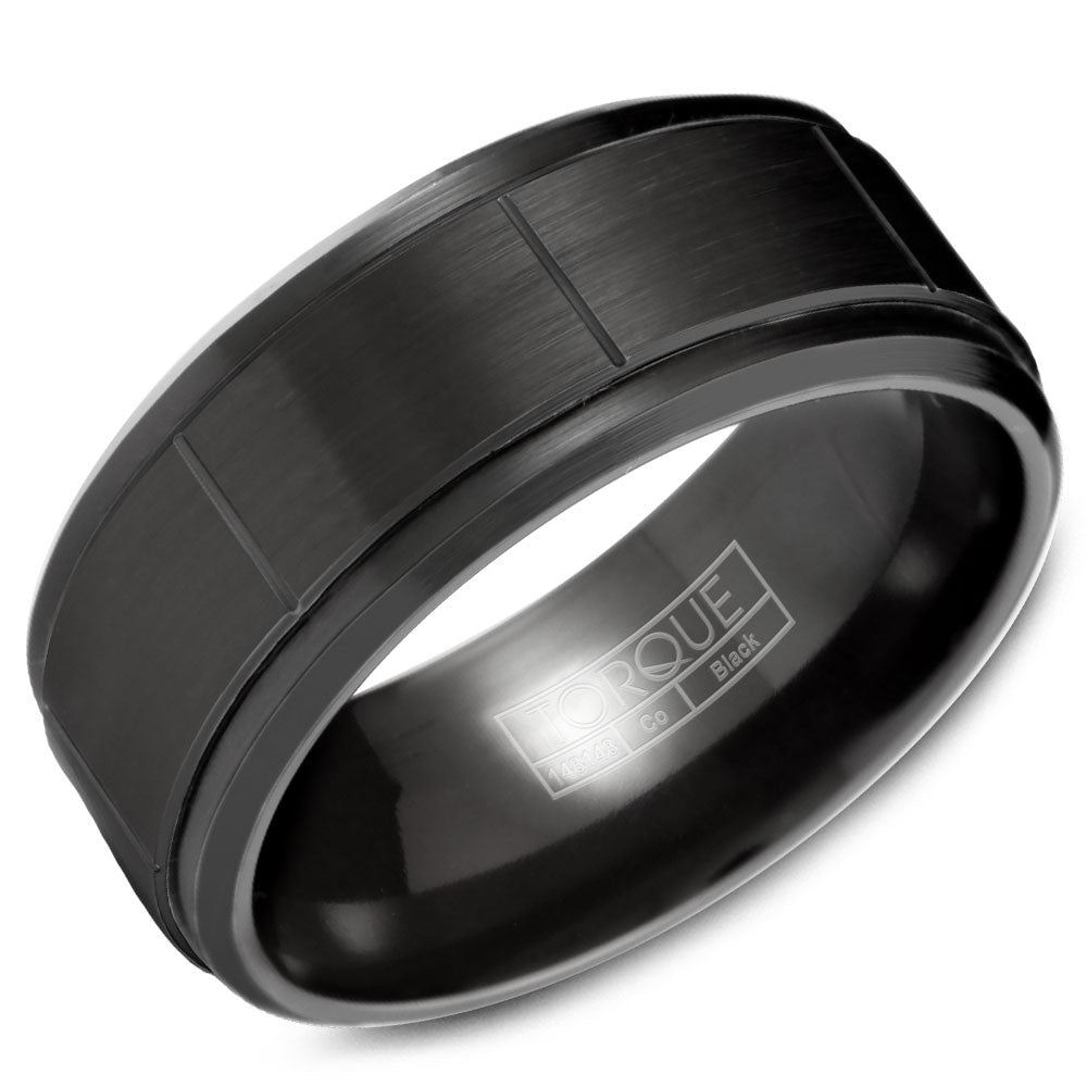 Torque Black Cobalt Collection 9MM Wedding Band with Line Detailing CBB-2026