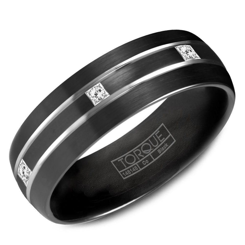 Torque Black Cobalt Collection 7MM Wedding Band with 6 Diamonds CBB-2133