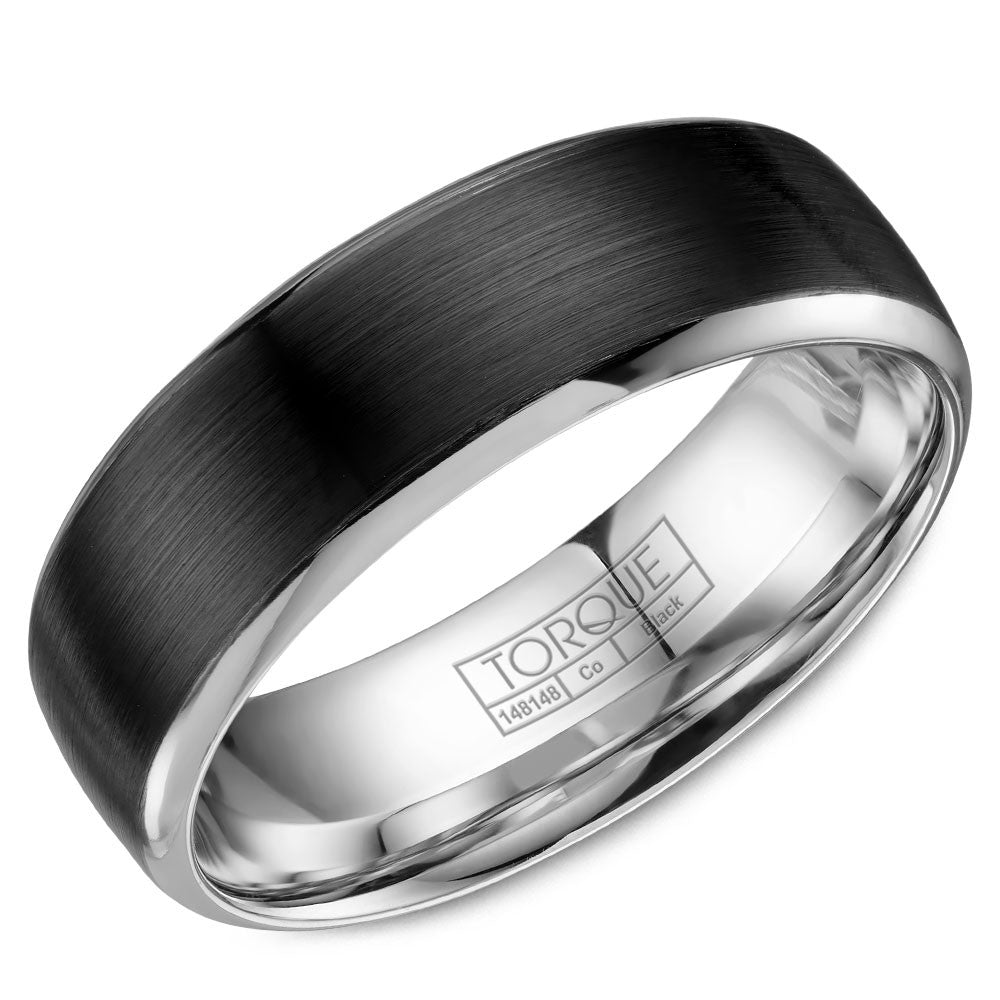 Torque Black Cobalt Collection 7MM Wedding Band with Brushed Finish CBB-7001