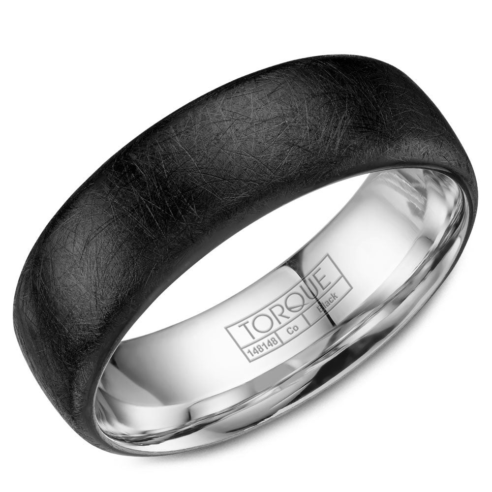 Torque Black Cobalt Collection 7MM Wedding Band with Diamond Brushed Finish CBB-7002