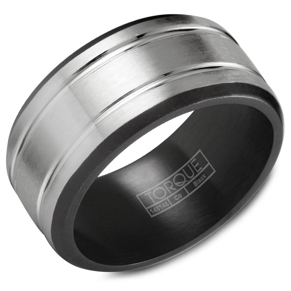 Torque Black Cobalt Collection 9MM Wedding Band with White Cobalt Edges CBB-7011