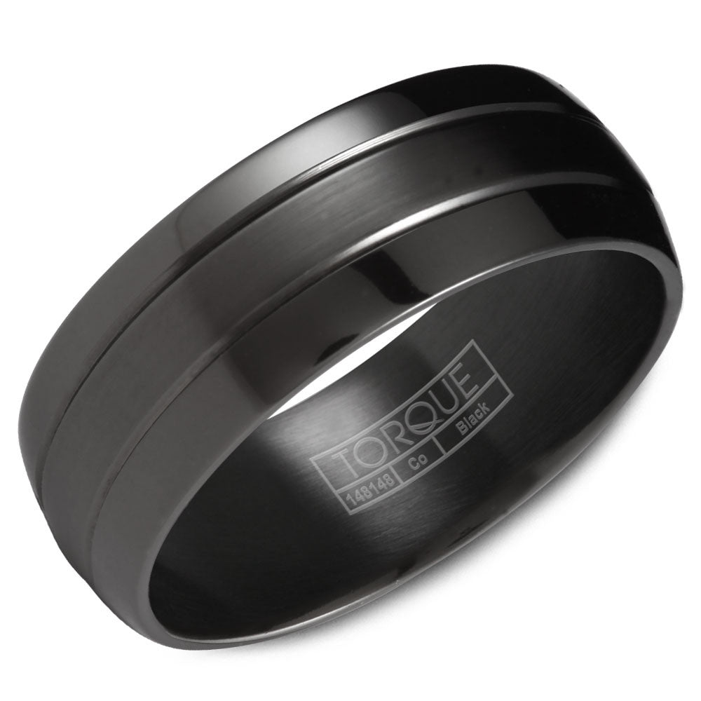 Torque Black Cobalt Collection 7MM Wedding Band with Brushed Center CBB-7018