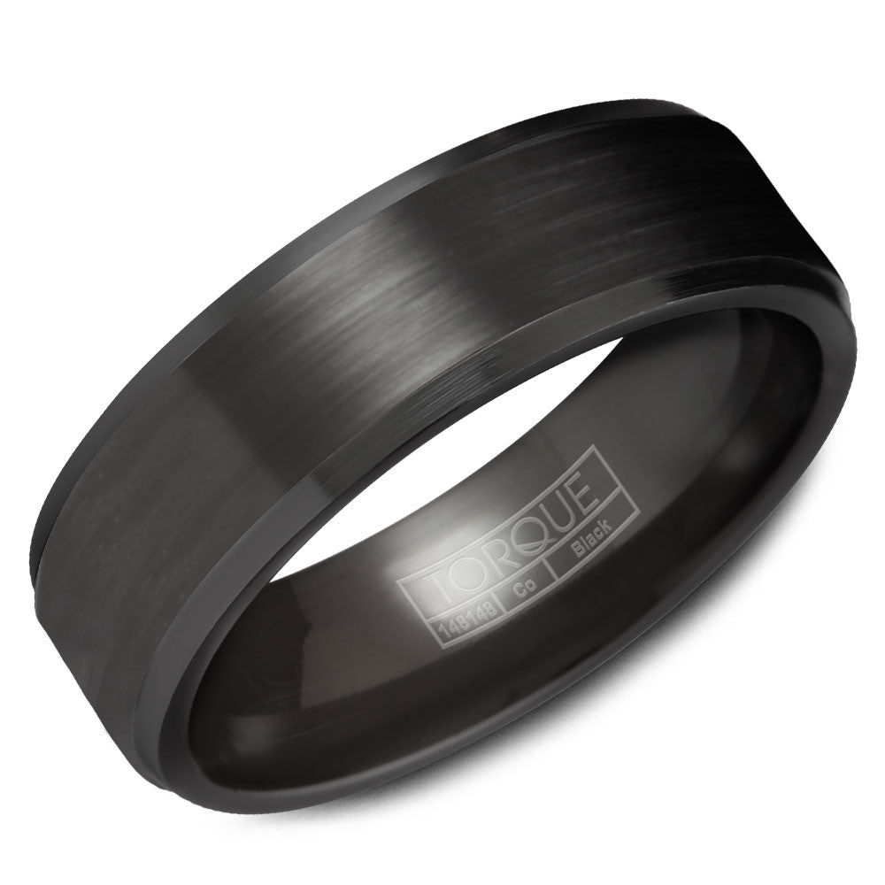 Torque Black Cobalt Collection 7MM Wedding Band with Polished Center CBB-7020