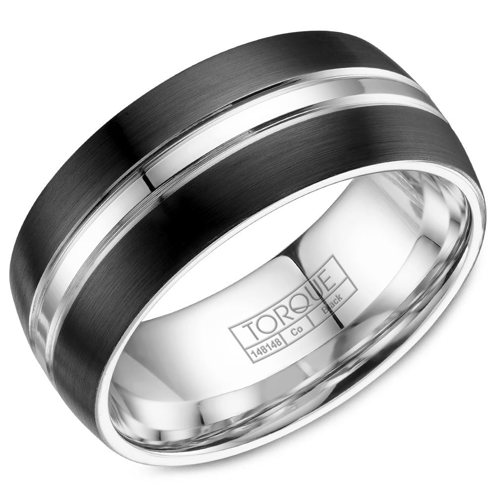 Torque Black Cobalt Collection 9MM Wedding Band with Polished Inlay CBB-9005