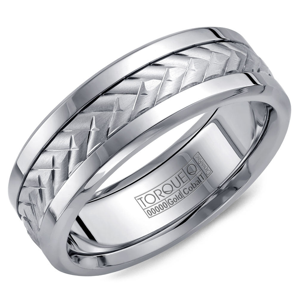 Torque Cobalt &amp; Gold Collection 7.5MM Wedding Band with White Gold Center CW007MW75