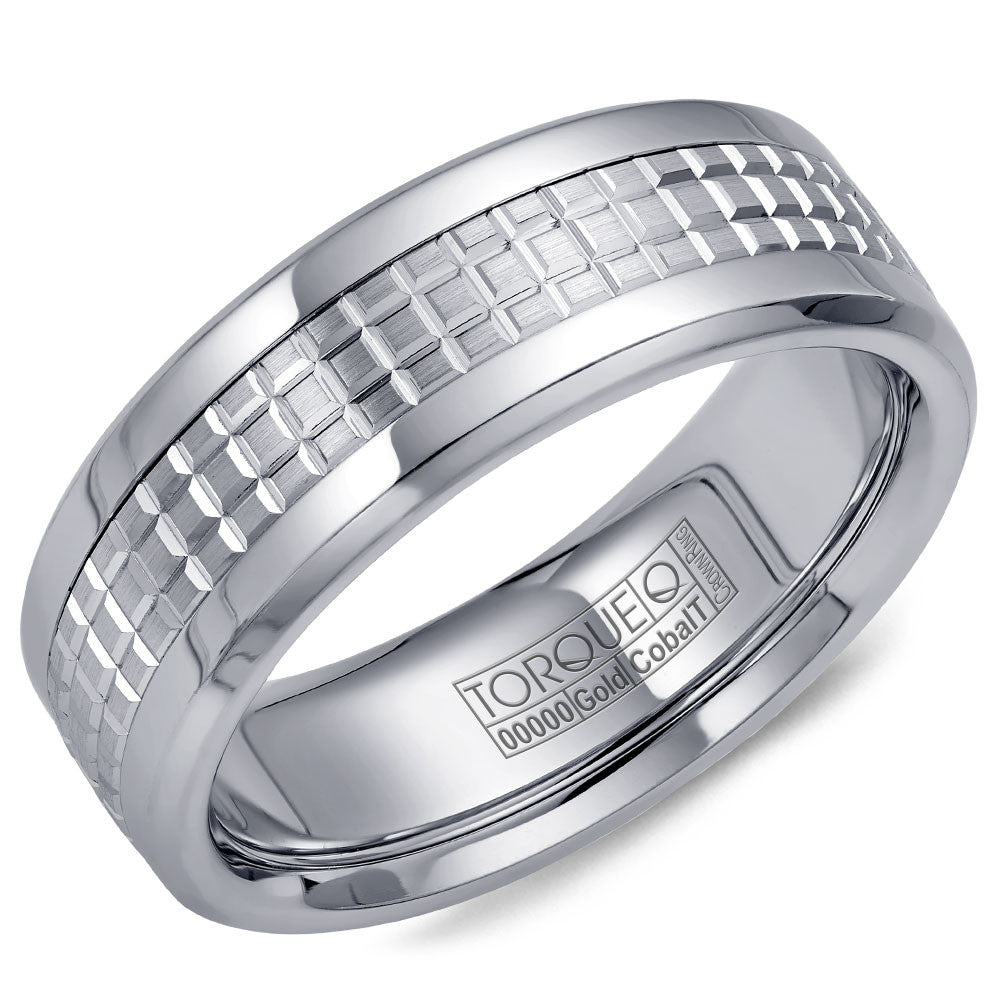 Torque Cobalt &amp; Gold Collection 7.5MM Wedding Band with White Gold Center CW009MW75