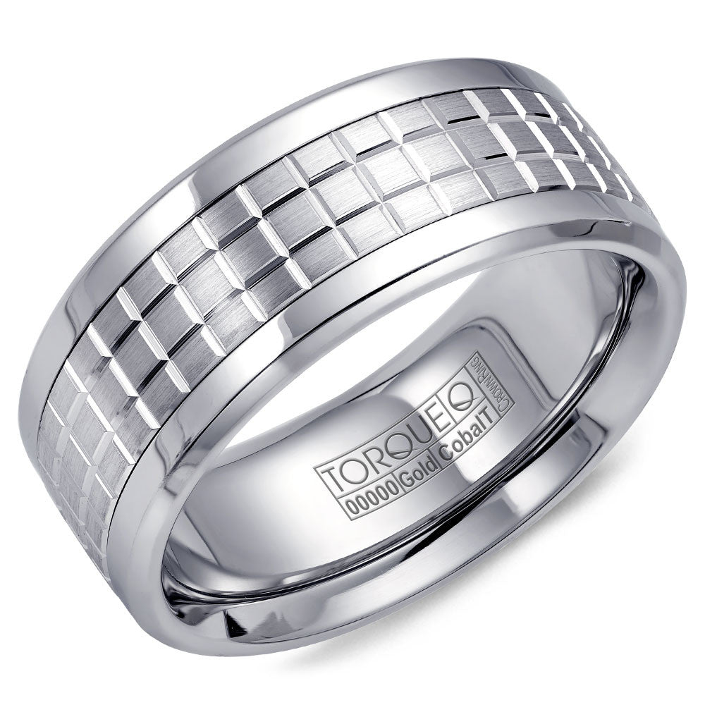 Torque Cobalt &amp; Gold Collection 9MM Wedding Band with White Gold Center CW009MW9