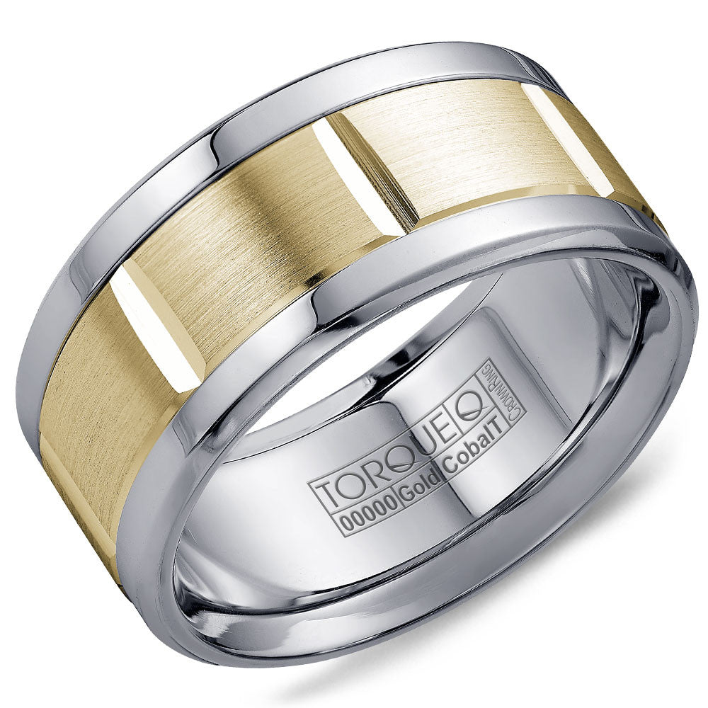 Torque Cobalt &amp; Gold Collection 10.5MM Wedding Band with Yellow Gold Center CW010MY105